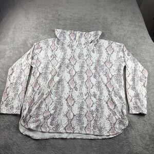 Calvin Klein Sweater Womens XXL‎ Pink Gray Animal Print Pullover Funnel Neck NWT